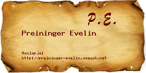 Preininger Evelin névjegykártya